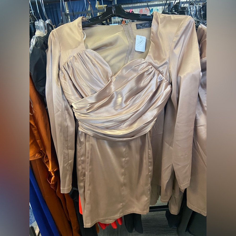 Elegant Satin Dress in Champagne